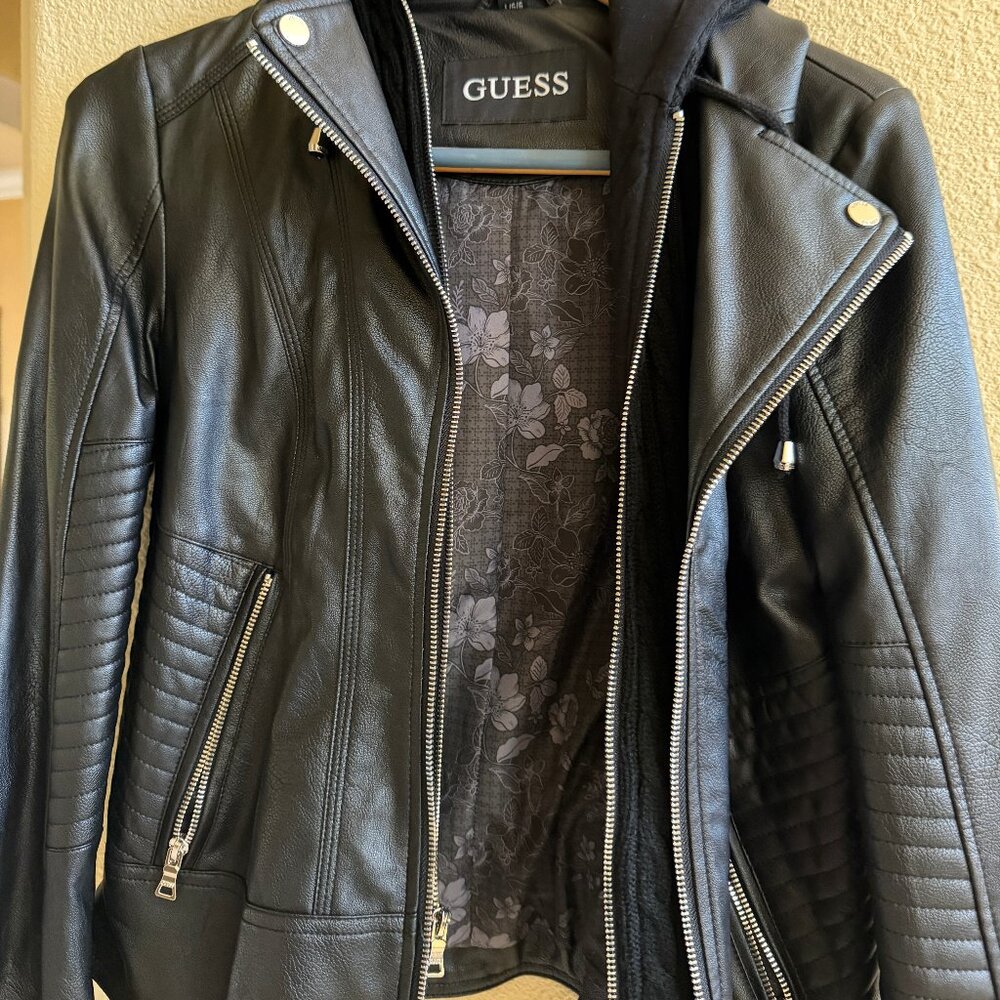 Guess Faux Leather Motto Jacket